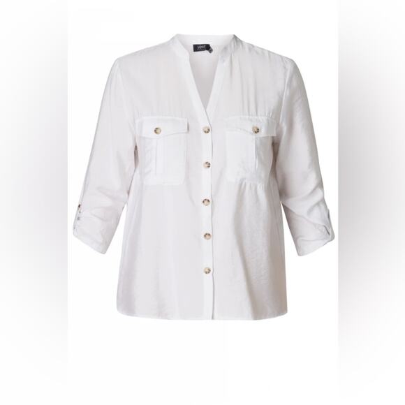 Zac & Rachel White Button-Up Shirt with Gold Accents - Picture 11 of 12